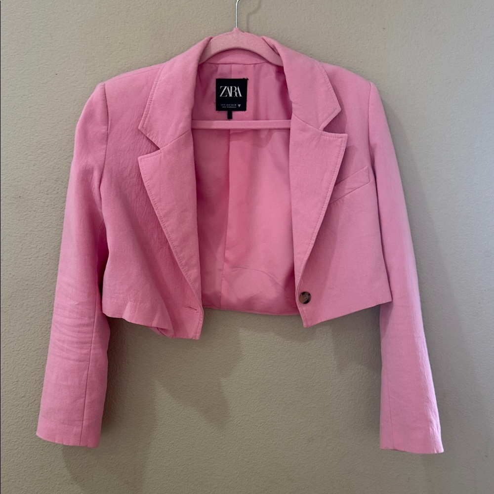 Zara Blush Pink Cropped Blazer